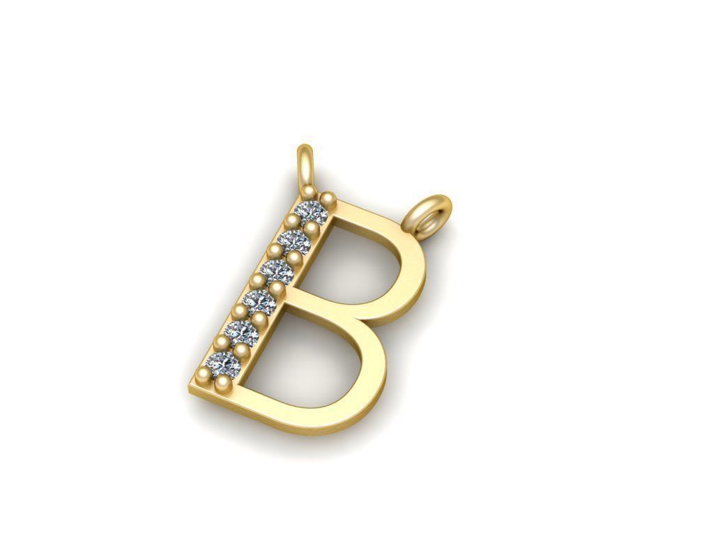 Alphabets Letter B Pendant 3D print model_1