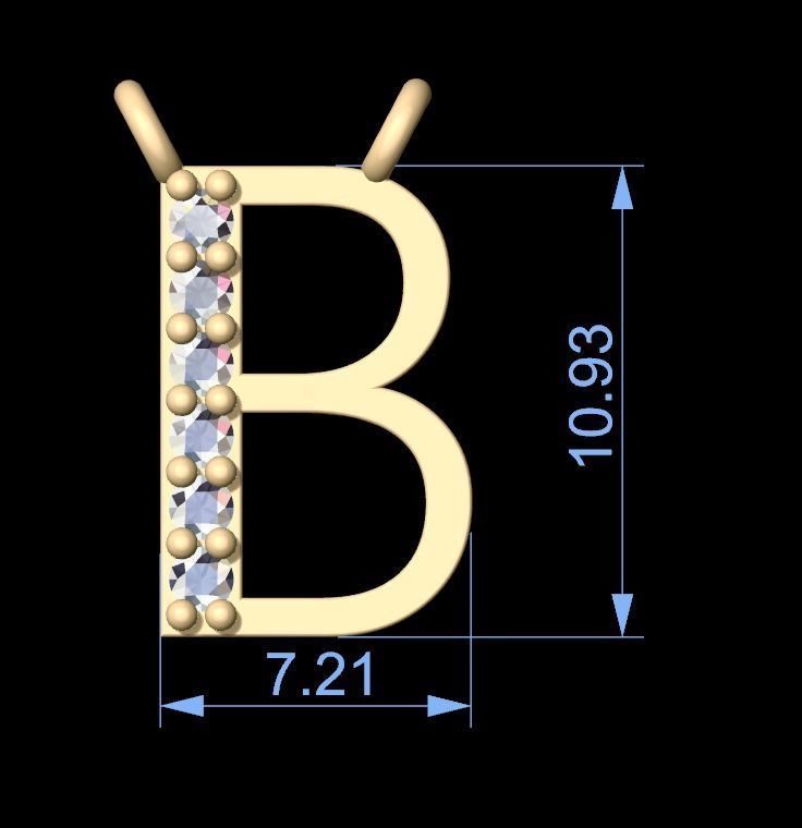 Alphabets Letter B Pendant 3D print model_3