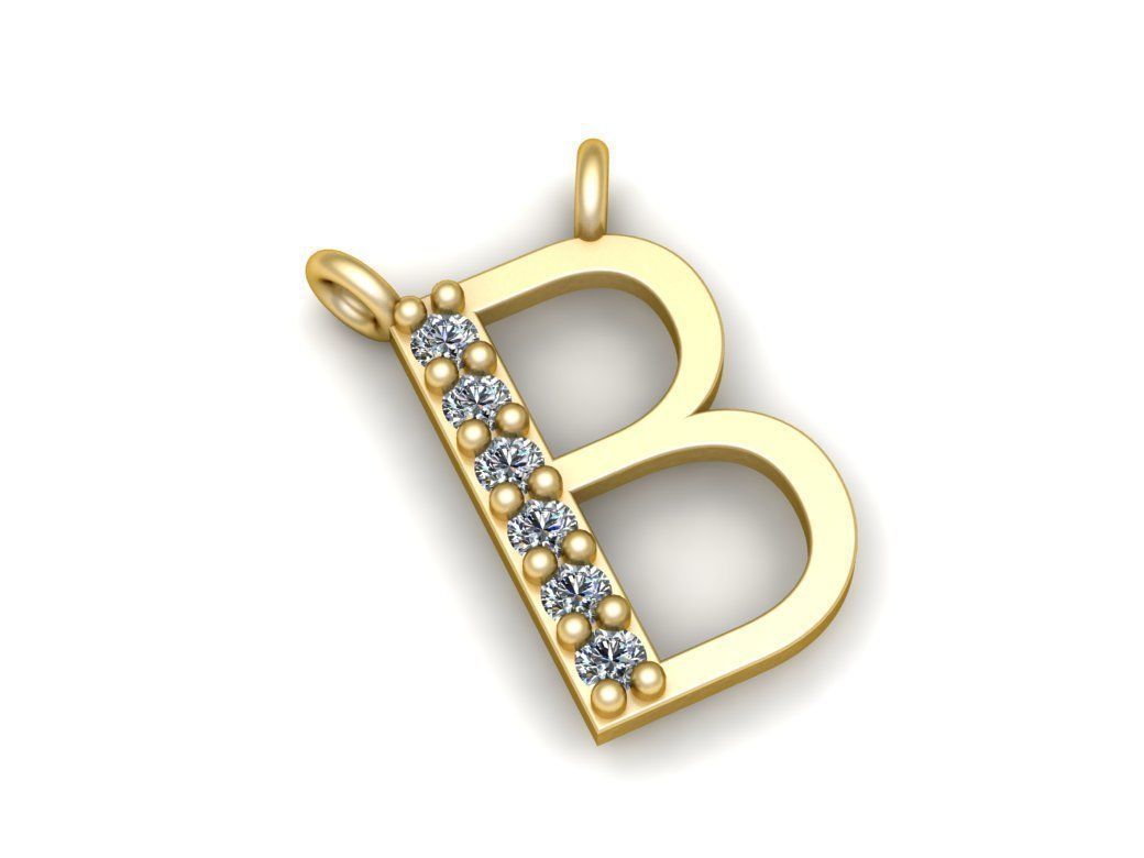 Alphabets Letter B Pendant 3D print model_2