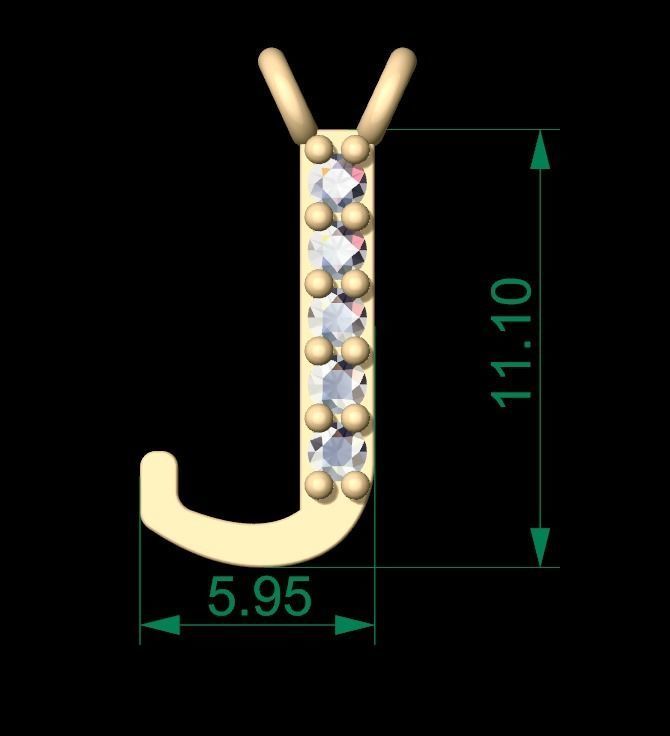Alphabets Letter J Pendant 3D print model_3
