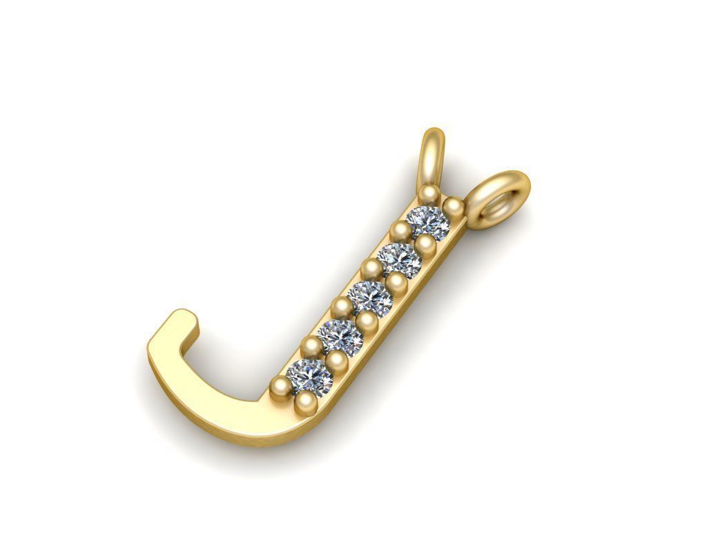 Alphabets Letter J Pendant 3D print model_1