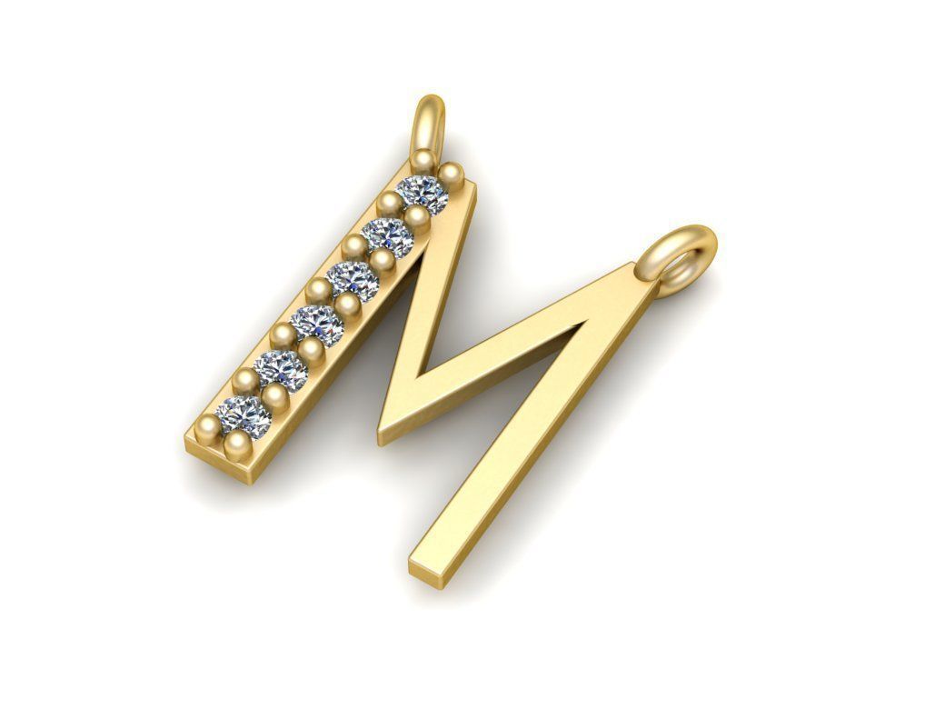 Alphabets Letter M Pendant 3D print model_1
