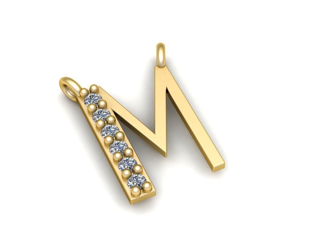 Alphabets Letter M Pendant 3D print model_2