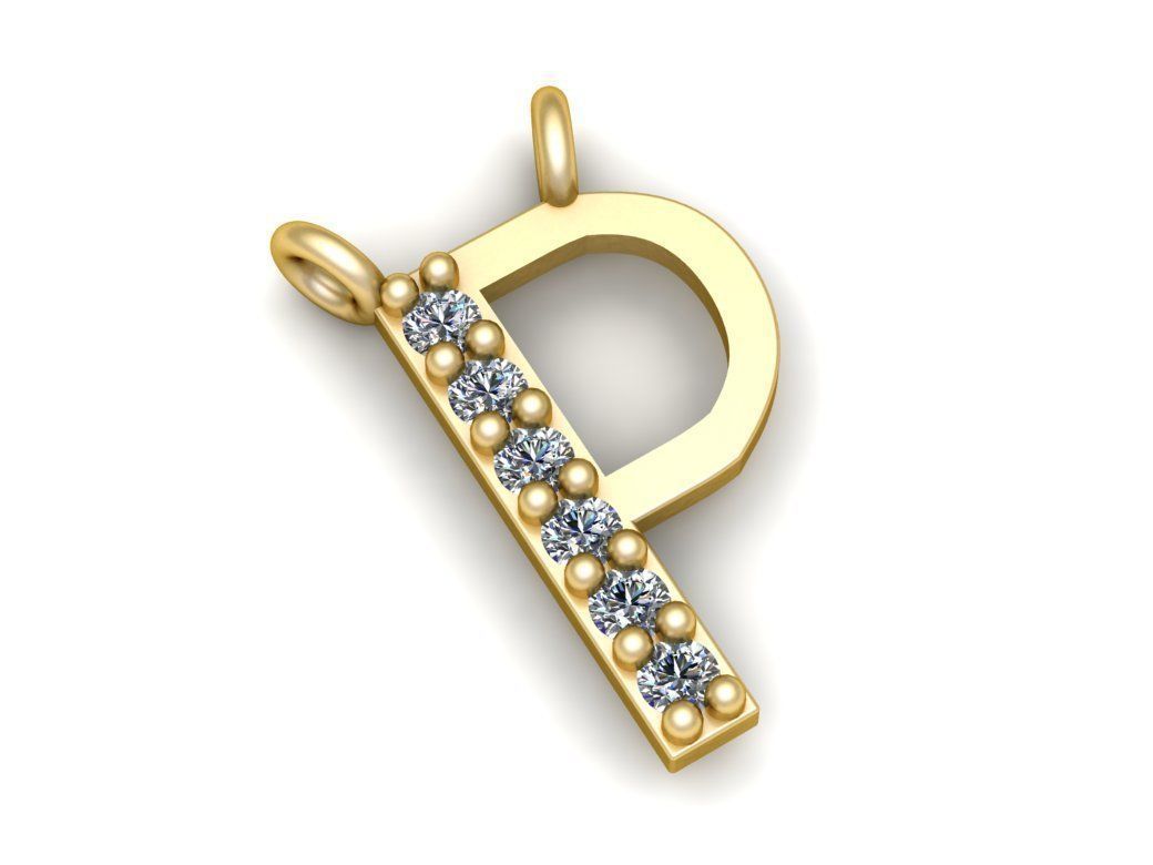 Alphabets Letter P Pendant 3D print model_2
