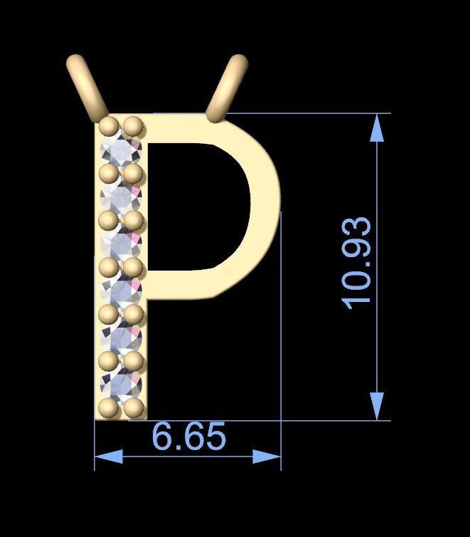 Alphabets Letter P Pendant 3D print model_3