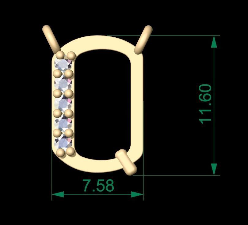 Alphabets Letter Q Pendant 3D print model_3