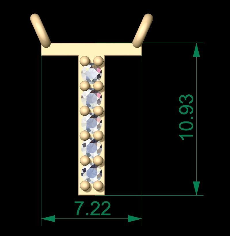 Alphabets Letter T Pendant 3D print model_3