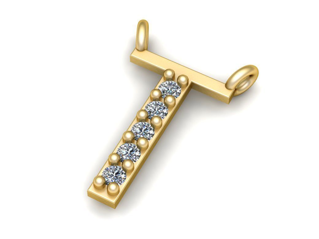 Alphabets Letter T Pendant 3D print model_1