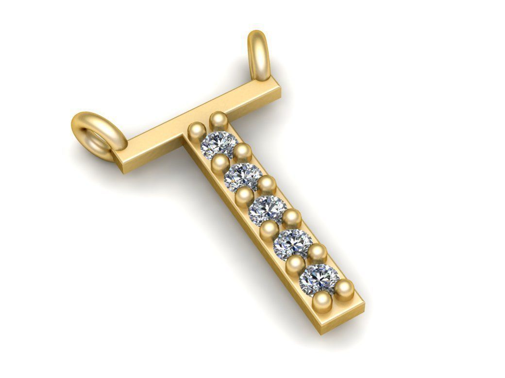 Alphabets Letter T Pendant 3D print model_2