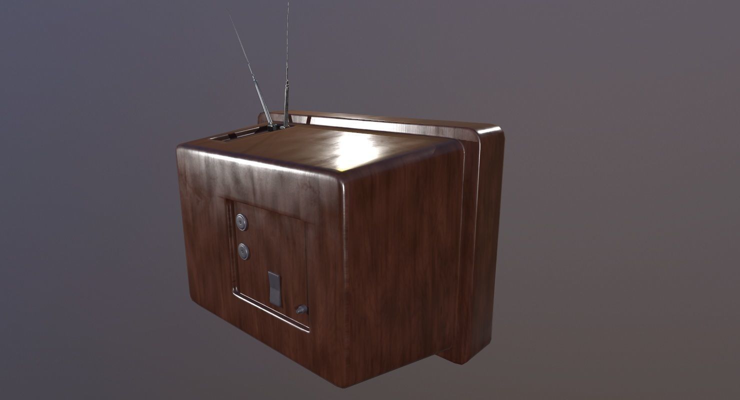 Vintage Television Game Ready Low-poly 3D model_6