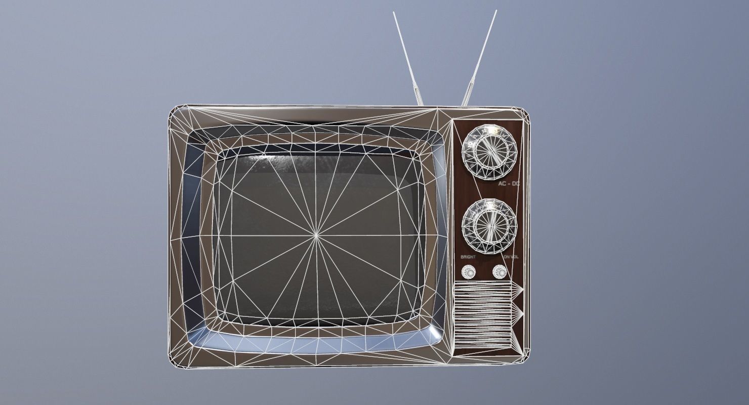 Vintage Television Game Ready Low-poly 3D model_16