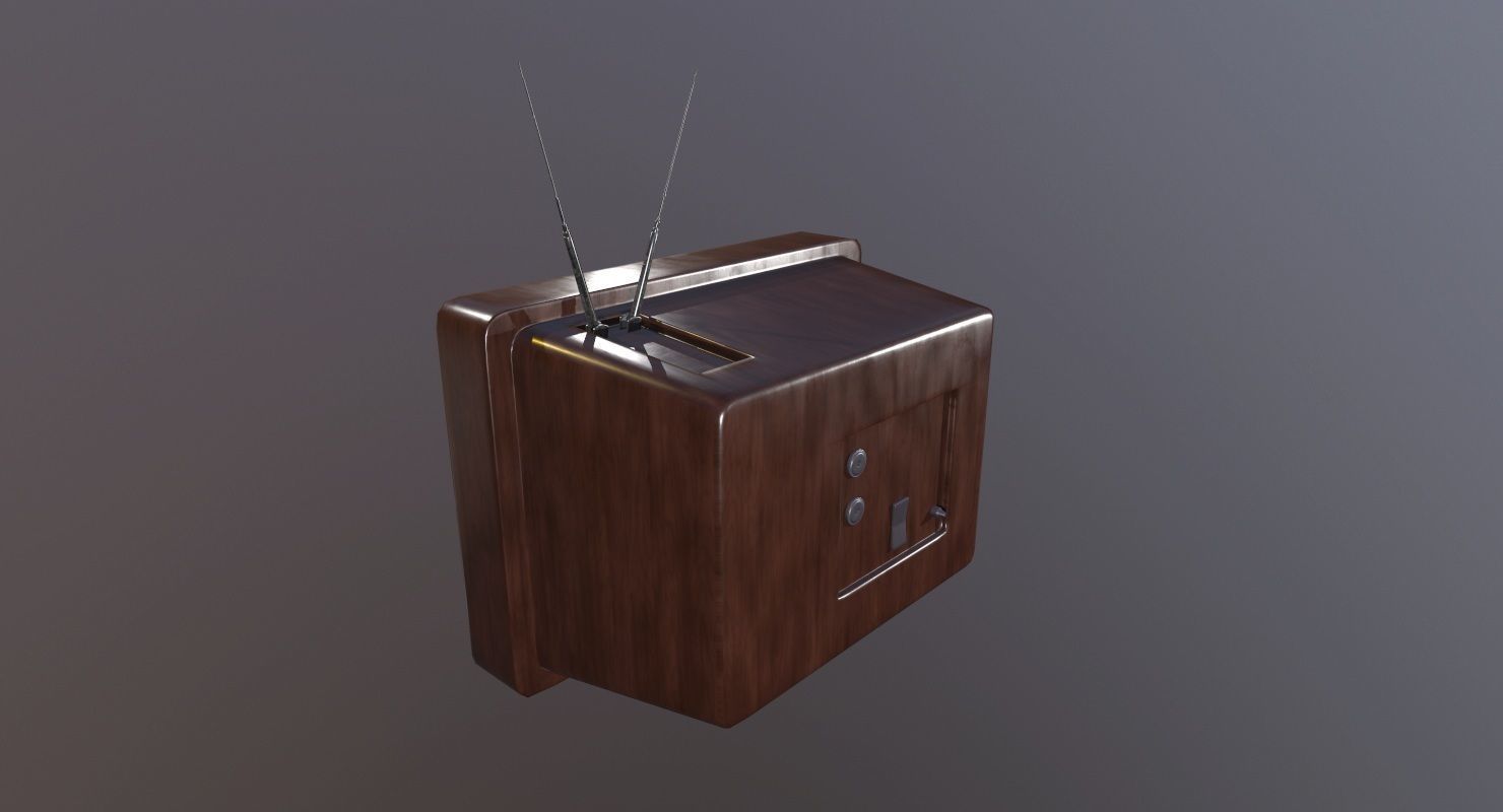 Vintage Television Game Ready Low-poly 3D model_4