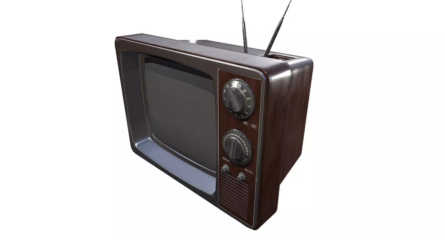 Vintage Television Game Ready Low-poly 3D model_0