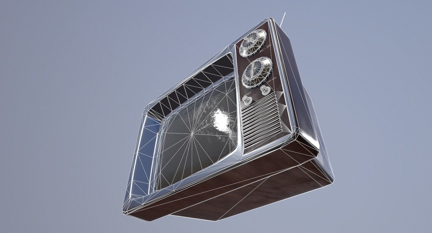 Vintage Television Game Ready Low-poly 3D model_25