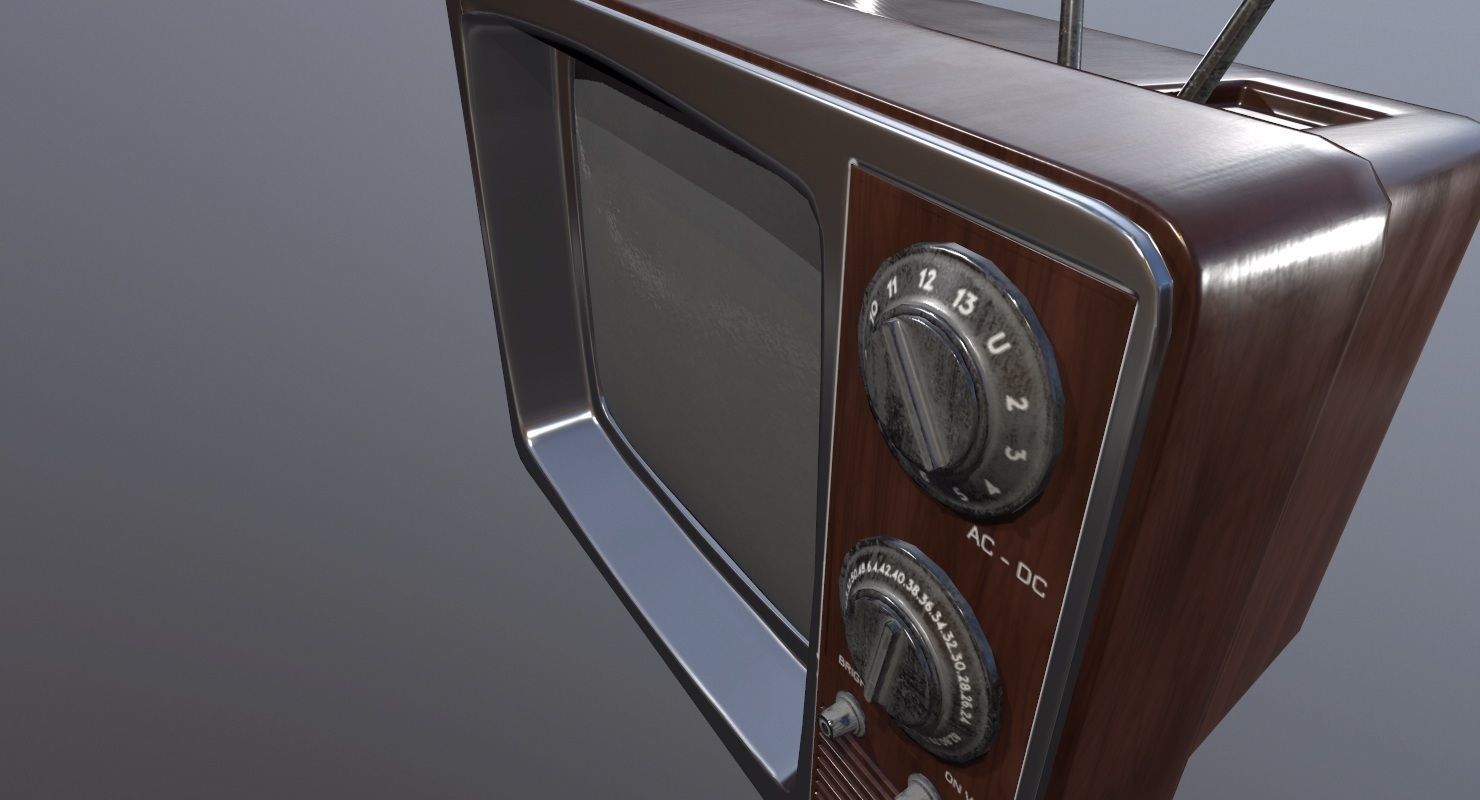 Vintage Television Game Ready Low-poly 3D model_11