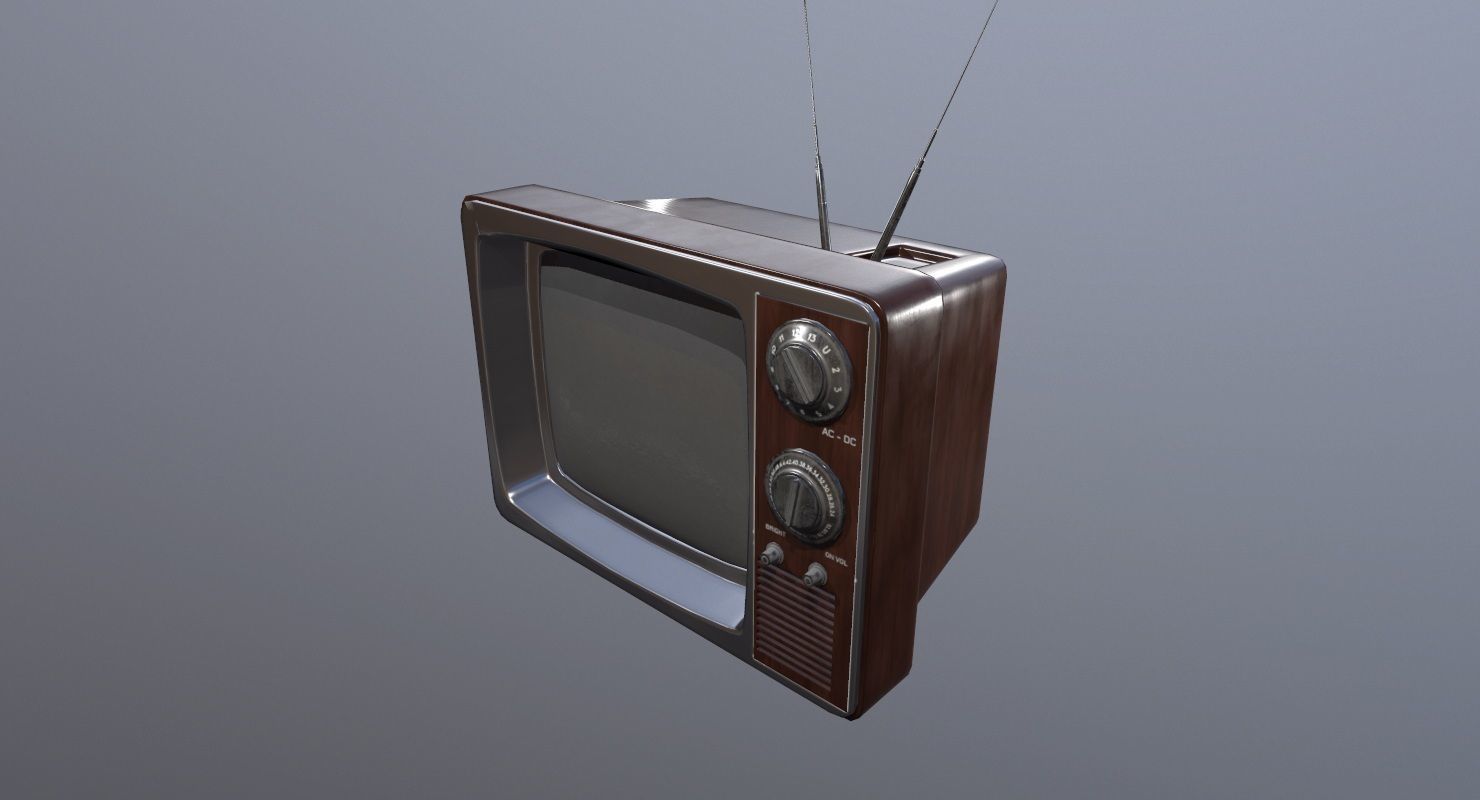 Vintage Television Game Ready Low-poly 3D model_2
