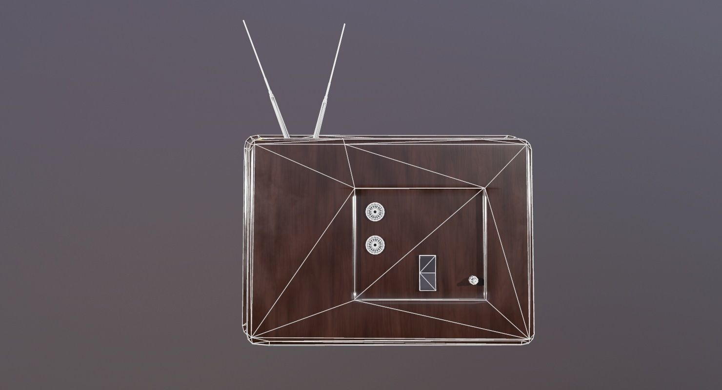 Vintage Television Game Ready Low-poly 3D model_19