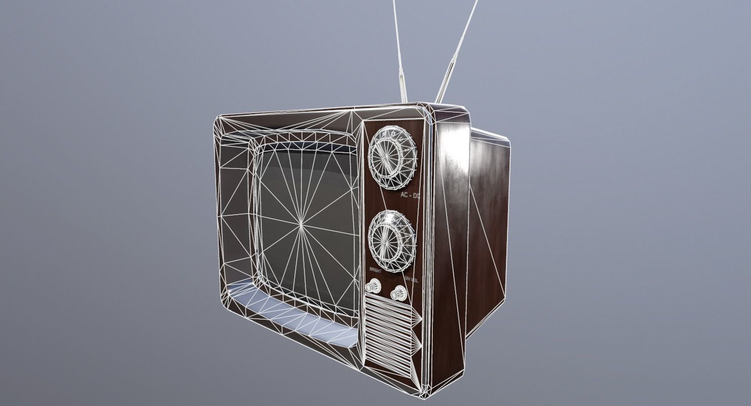 Vintage Television Game Ready Low-poly 3D model_17