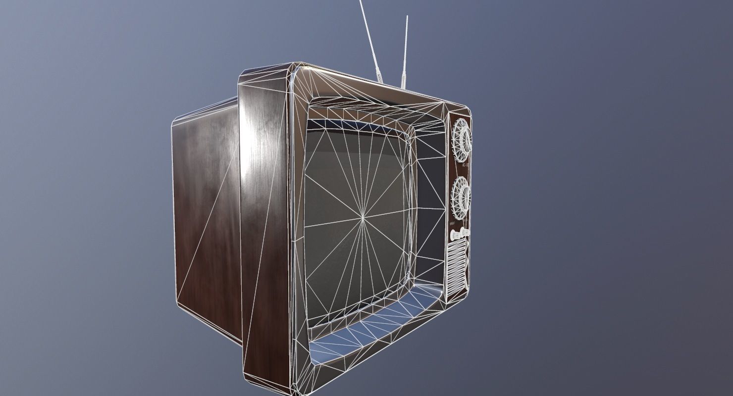 Vintage Television Game Ready Low-poly 3D model_20