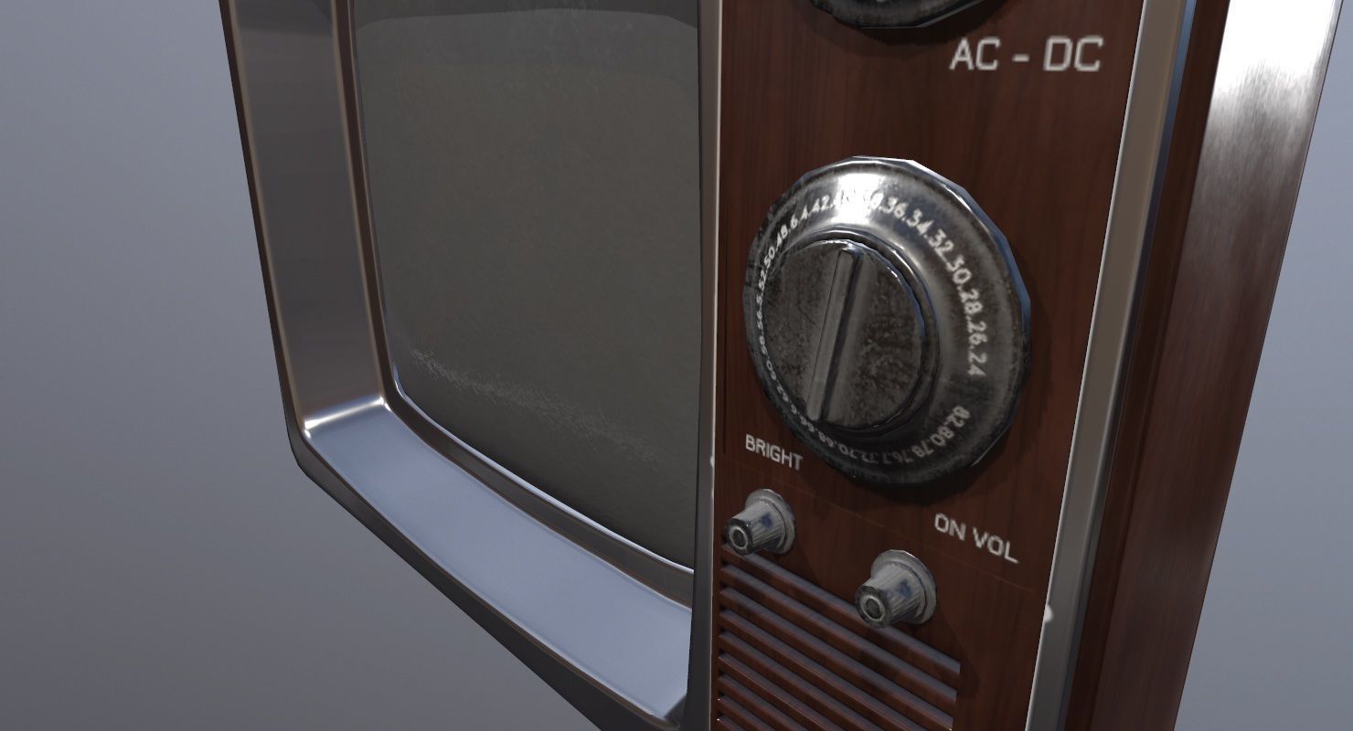 Vintage Television Game Ready Low-poly 3D model_12