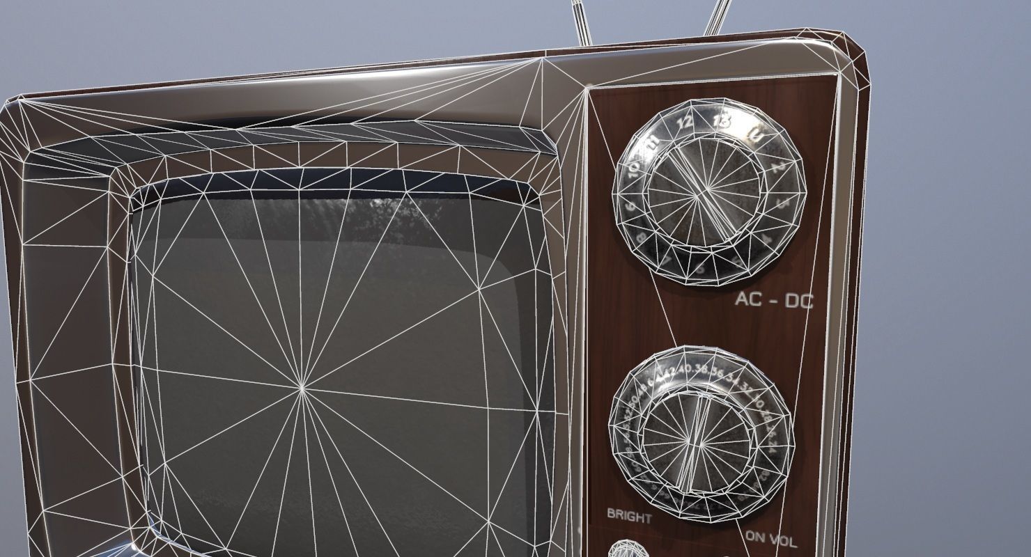 Vintage Television Game Ready Low-poly 3D model_23