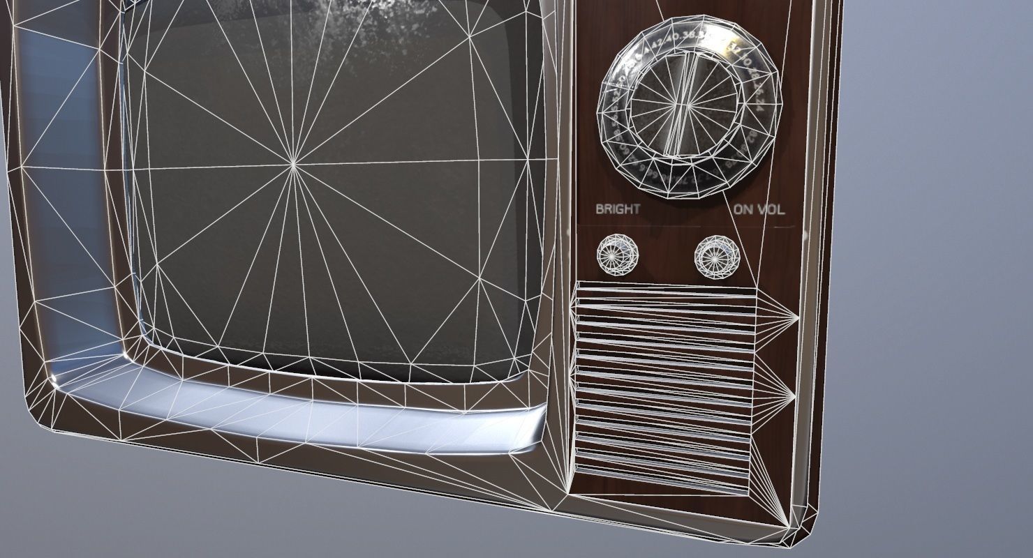 Vintage Television Game Ready Low-poly 3D model_24