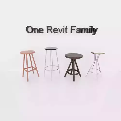 Bar chair - Full parametric Revit Family  Free 3D model