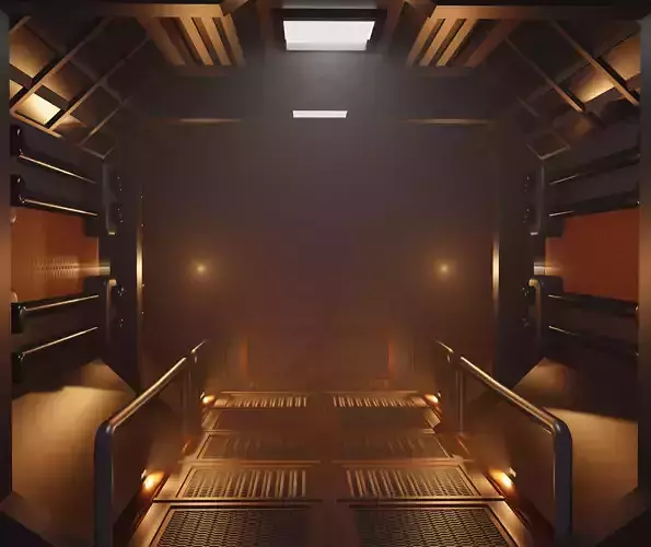 Sci-fi corridor Low-poly 3D model