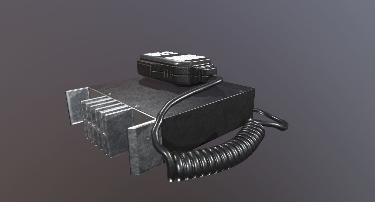 Transceiver Game Ready box with wire Low-poly 3D model_6