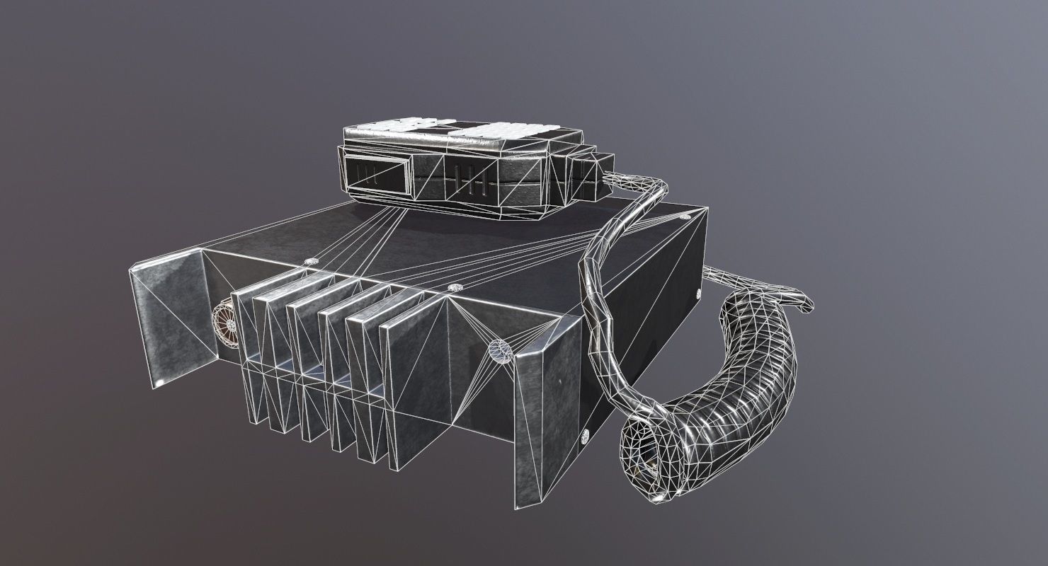 Transceiver Game Ready box with wire Low-poly 3D model_19