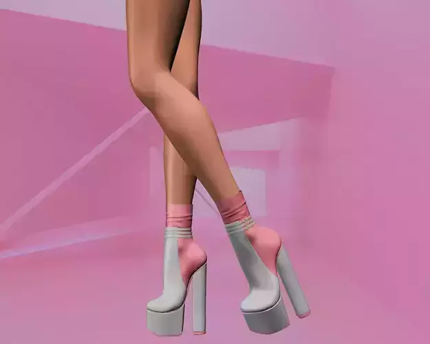 Women Boots With Pink  Socks