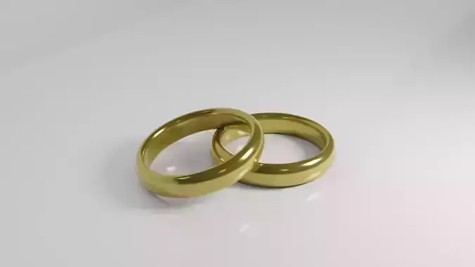Two realisitc Golden Wedding Rings