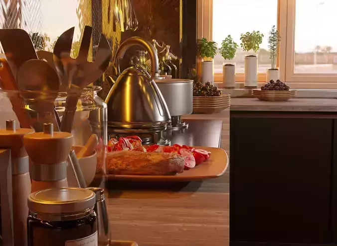kitchen 2020 for Corona Renderer Cinema 4D 3d model 3D model