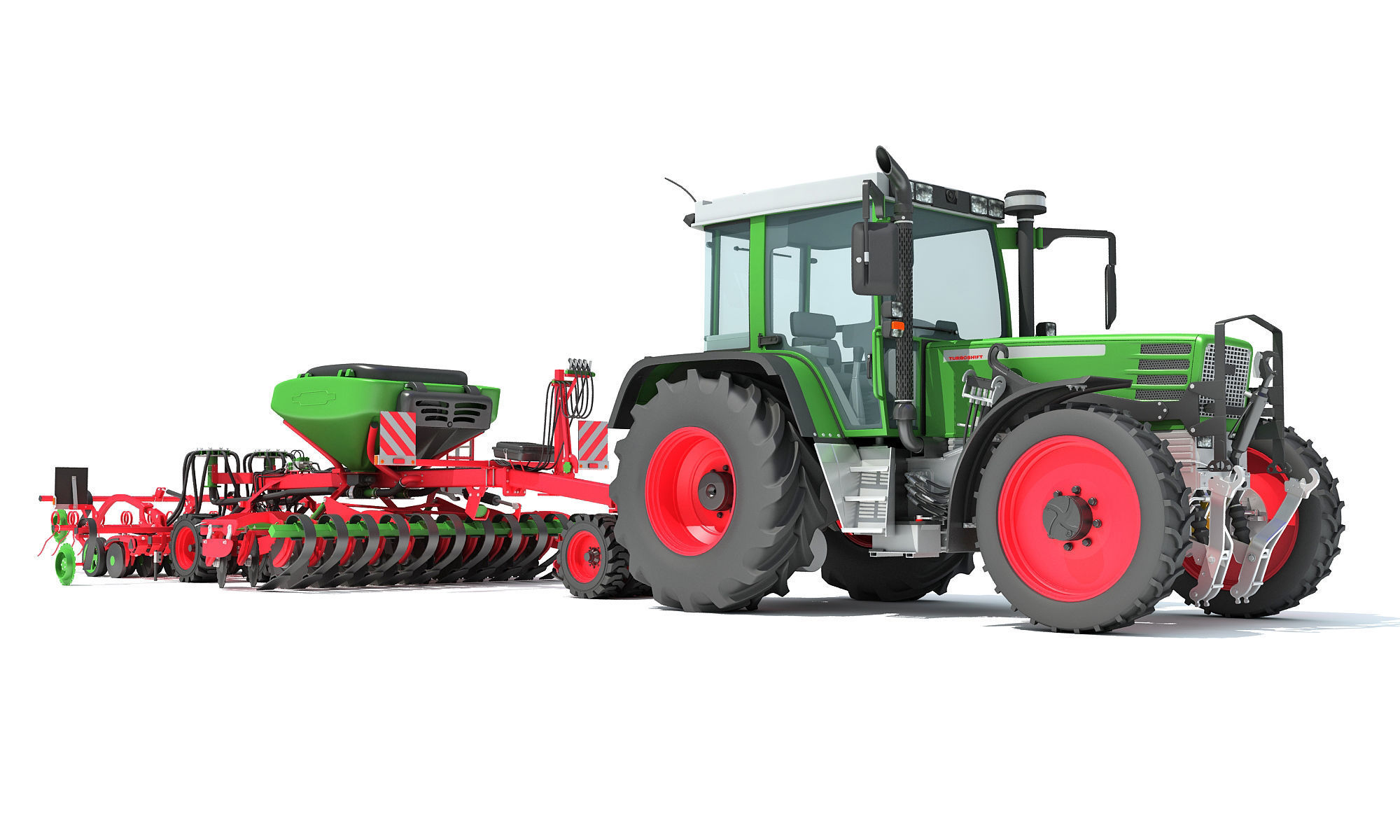 Tractor with Seed Drill 3D model_4