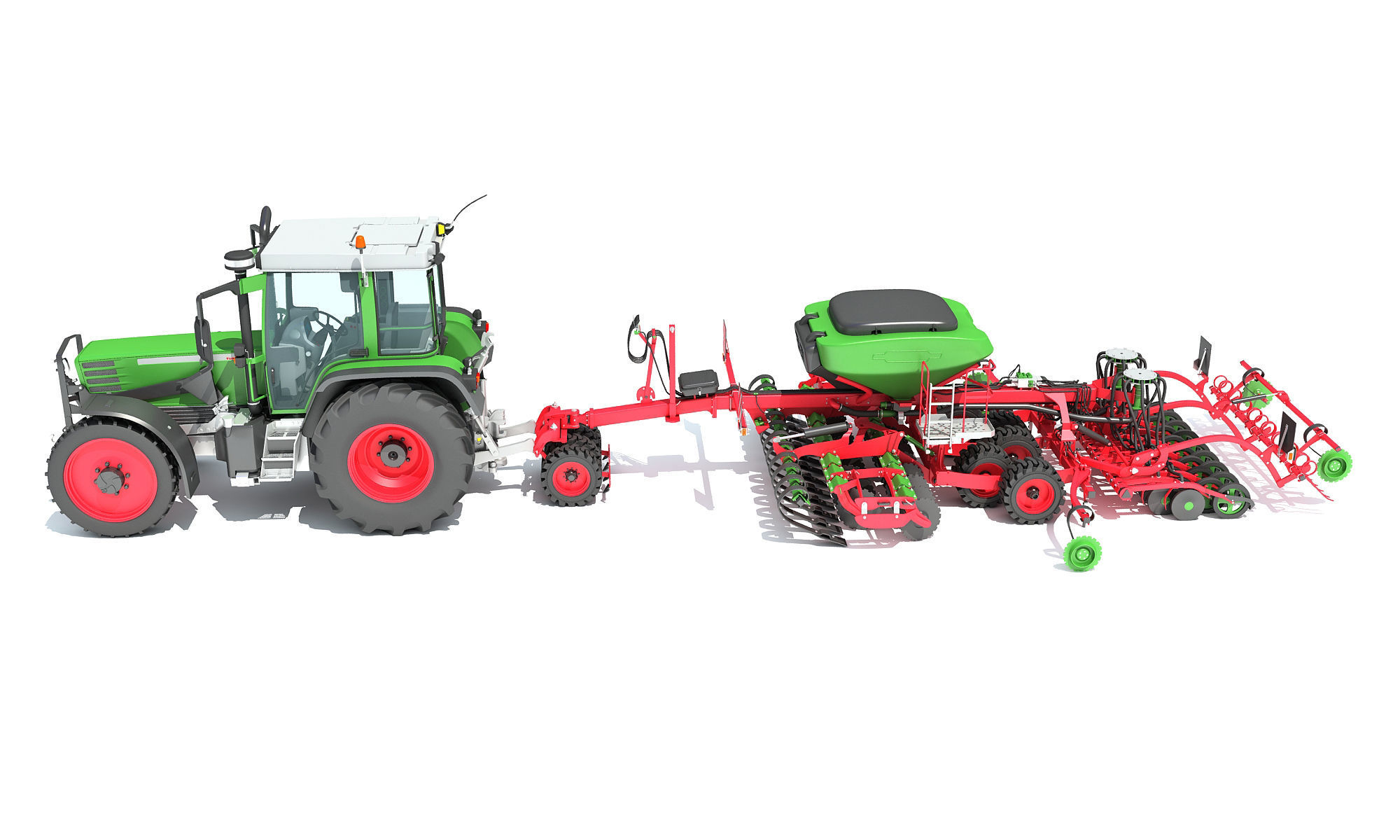 Tractor with Seed Drill 3D model_2