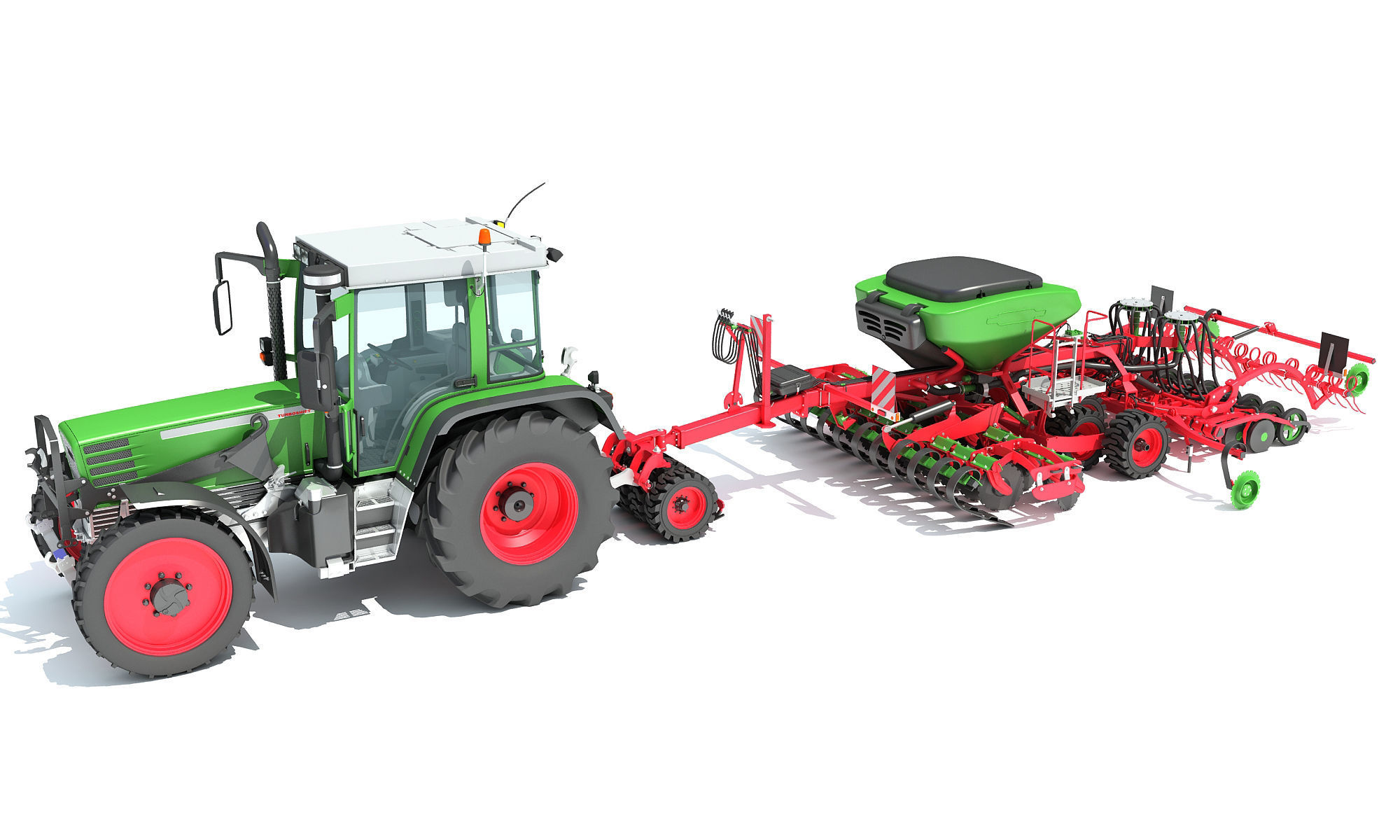 Tractor with Seed Drill 3D model_1