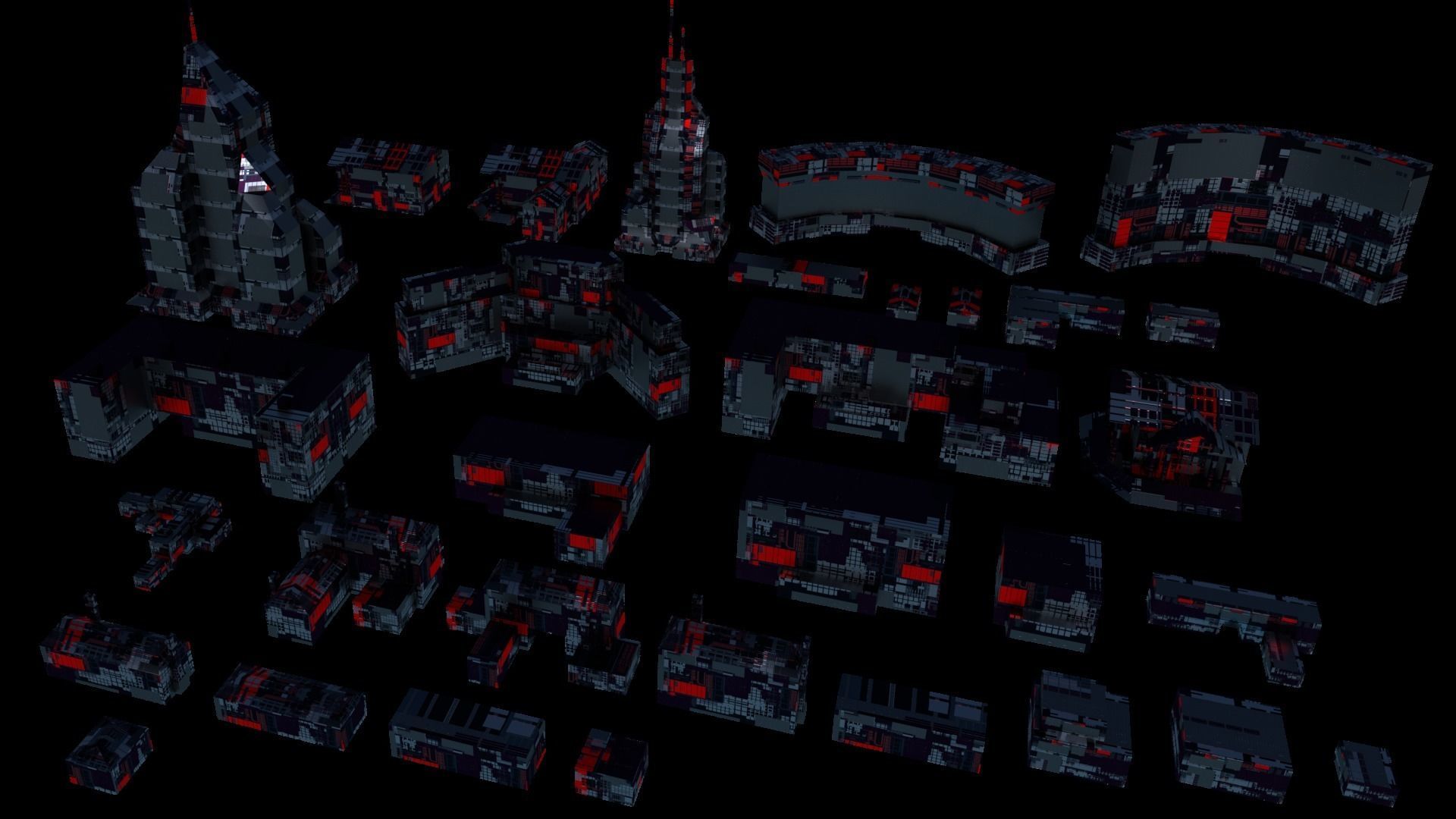 Sci Fi Space Colony Pack Modular 8k PBR 1512 Buildings Low-poly 3D model_7