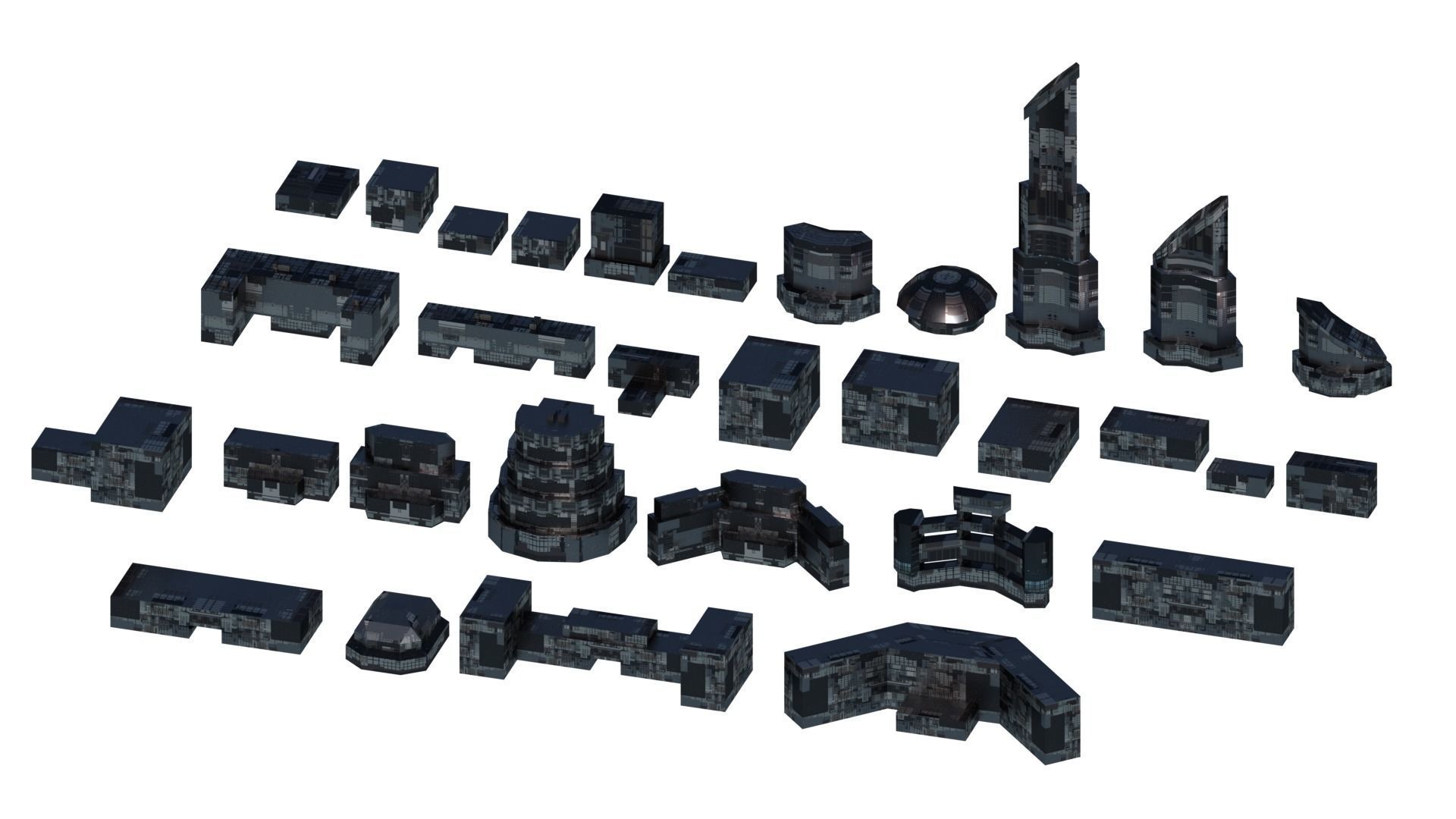 Sci Fi Space Colony Pack Modular 8k PBR 1512 Buildings Low-poly 3D model_2