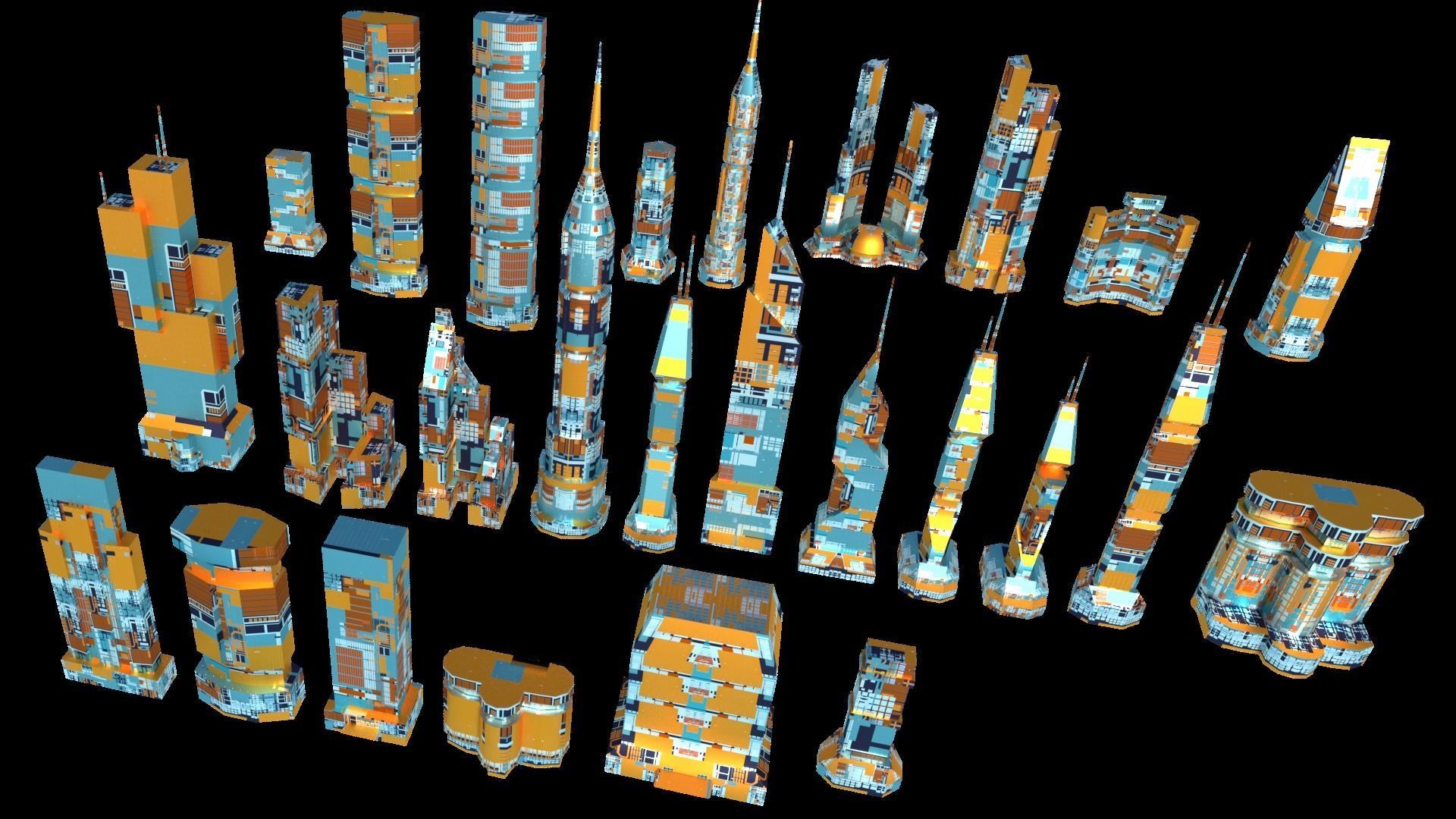 Sci Fi Space Colony Pack Modular 8k PBR 1512 Buildings Low-poly 3D model_9