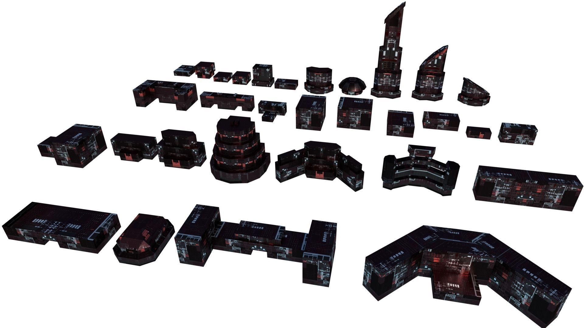 Sci Fi Space Colony Pack Modular 8k PBR 1512 Buildings Low-poly 3D model_4