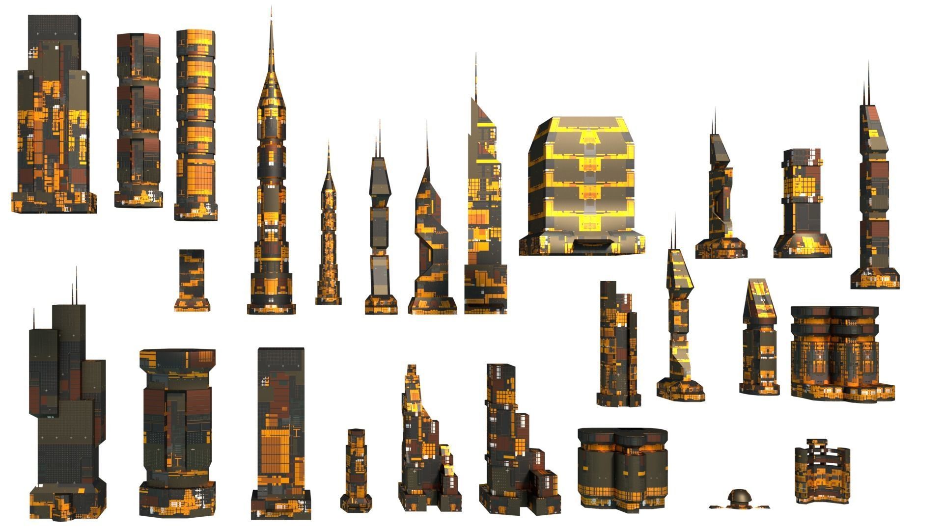 Sci Fi Space Colony Pack Modular 8k PBR 1512 Buildings Low-poly 3D model_16