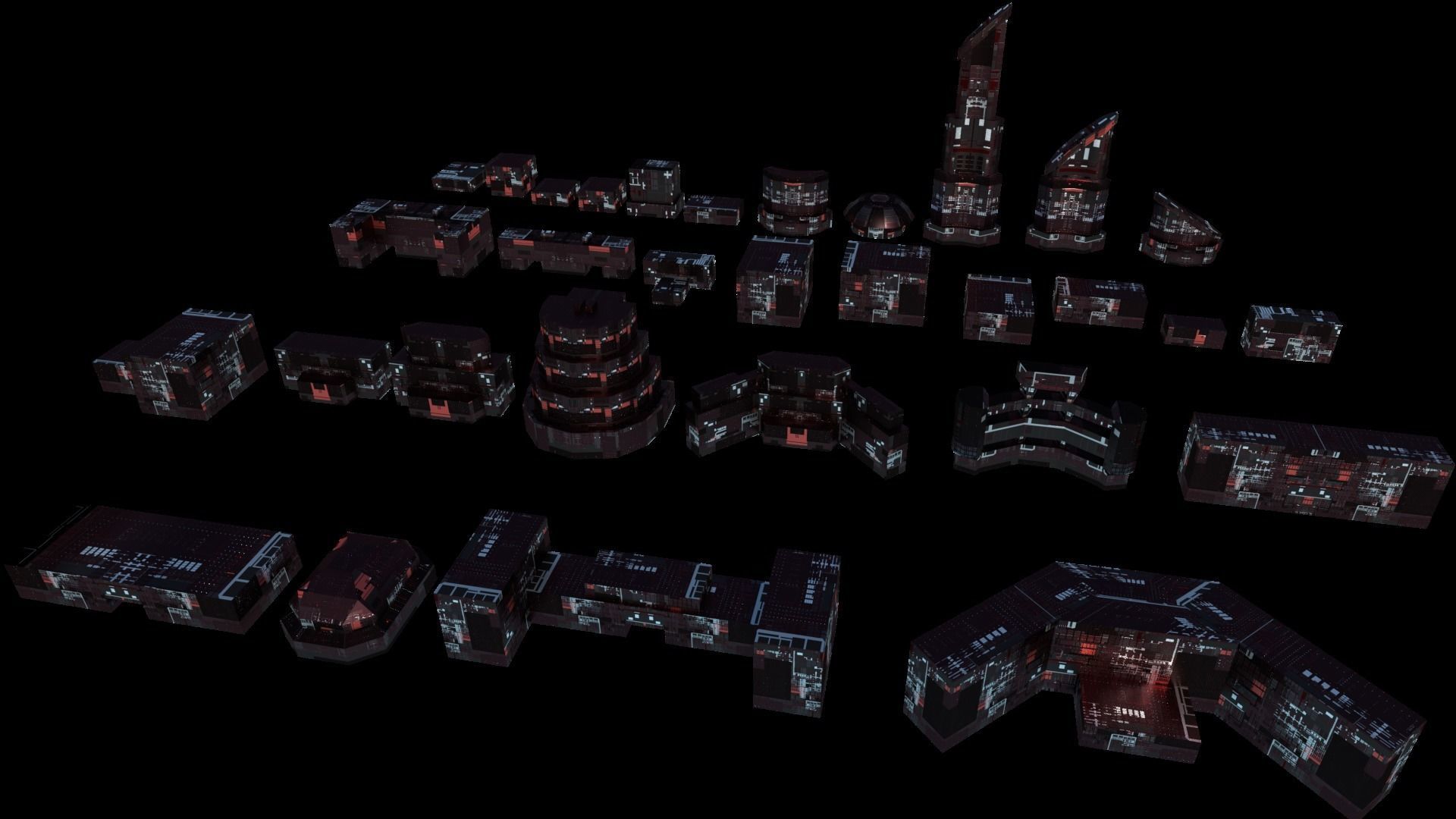 Sci Fi Space Colony Pack Modular 8k PBR 1512 Buildings Low-poly 3D model_3
