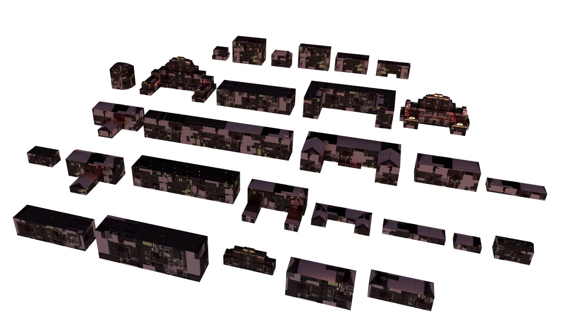 Sci Fi Space Colony Pack Modular 8k PBR 1512 Buildings Low-poly 3D model_6