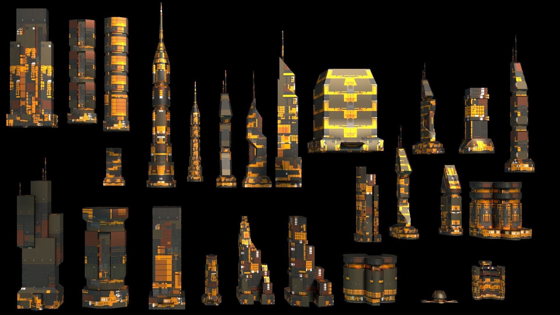 Sci Fi Space Colony Pack Modular 8k PBR 1512 Buildings Low-poly 3D model_15