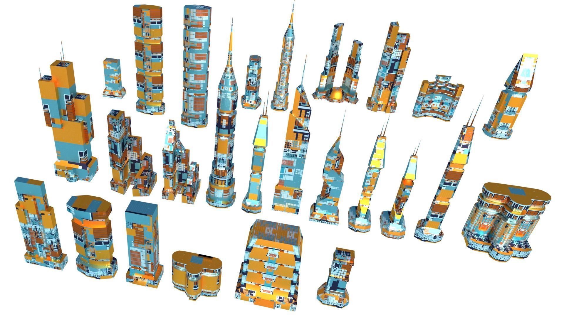 Sci Fi Space Colony Pack Modular 8k PBR 1512 Buildings Low-poly 3D model_10