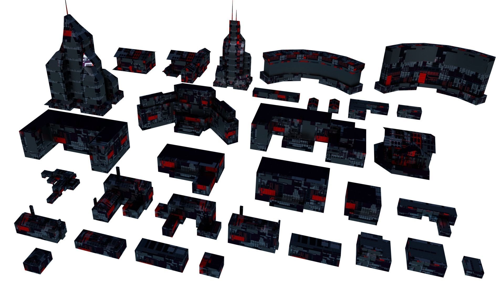 Sci Fi Space Colony Pack Modular 8k PBR 1512 Buildings Low-poly 3D model_8