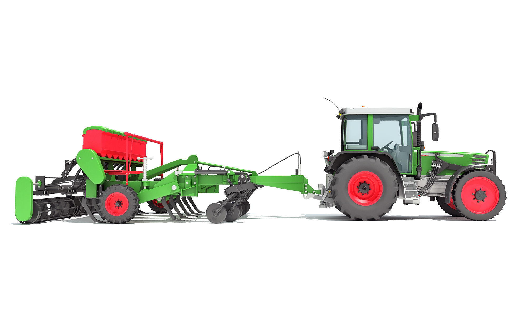 Tractor with Seed Drill 3D model_6