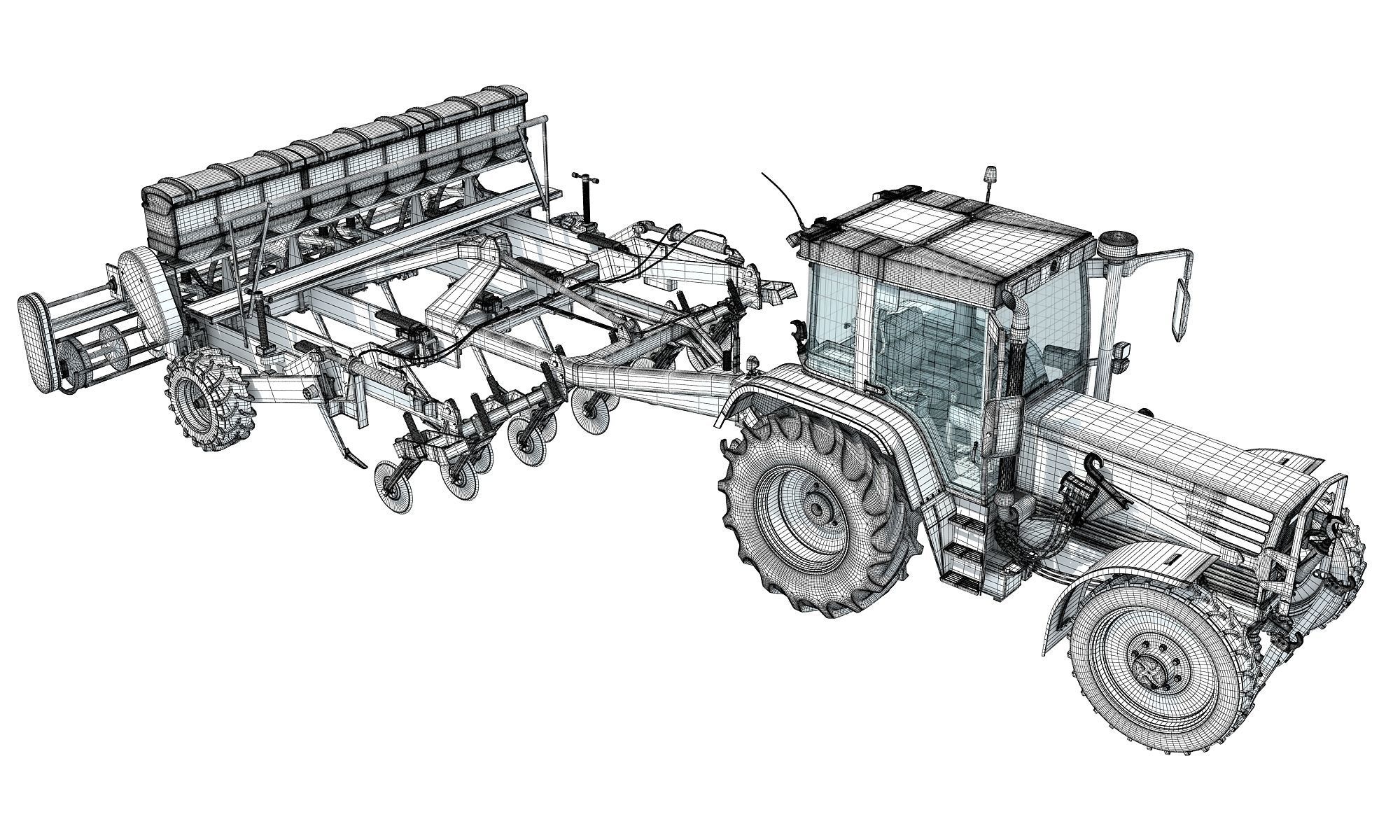 Tractor with Seed Drill 3D model_15