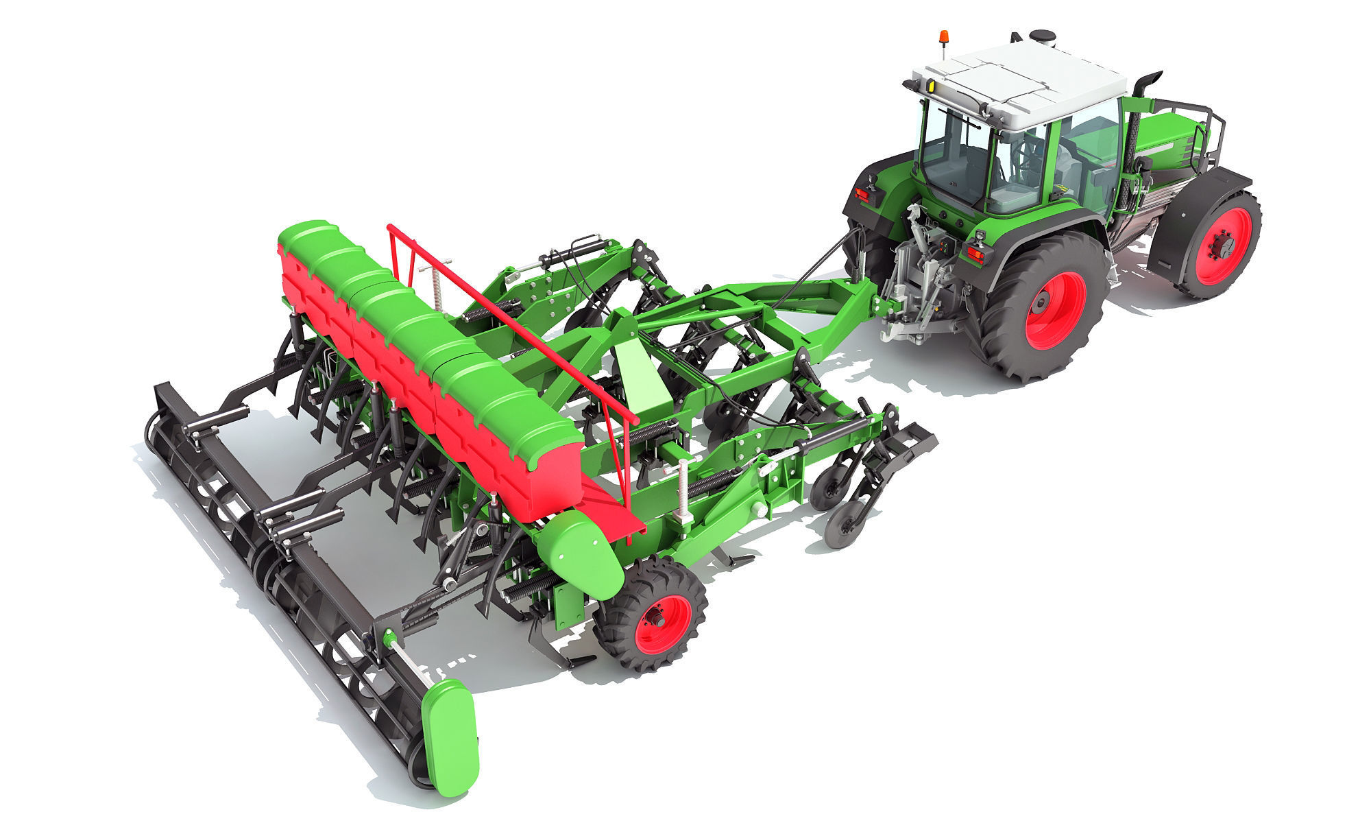 Tractor with Seed Drill 3D model_4