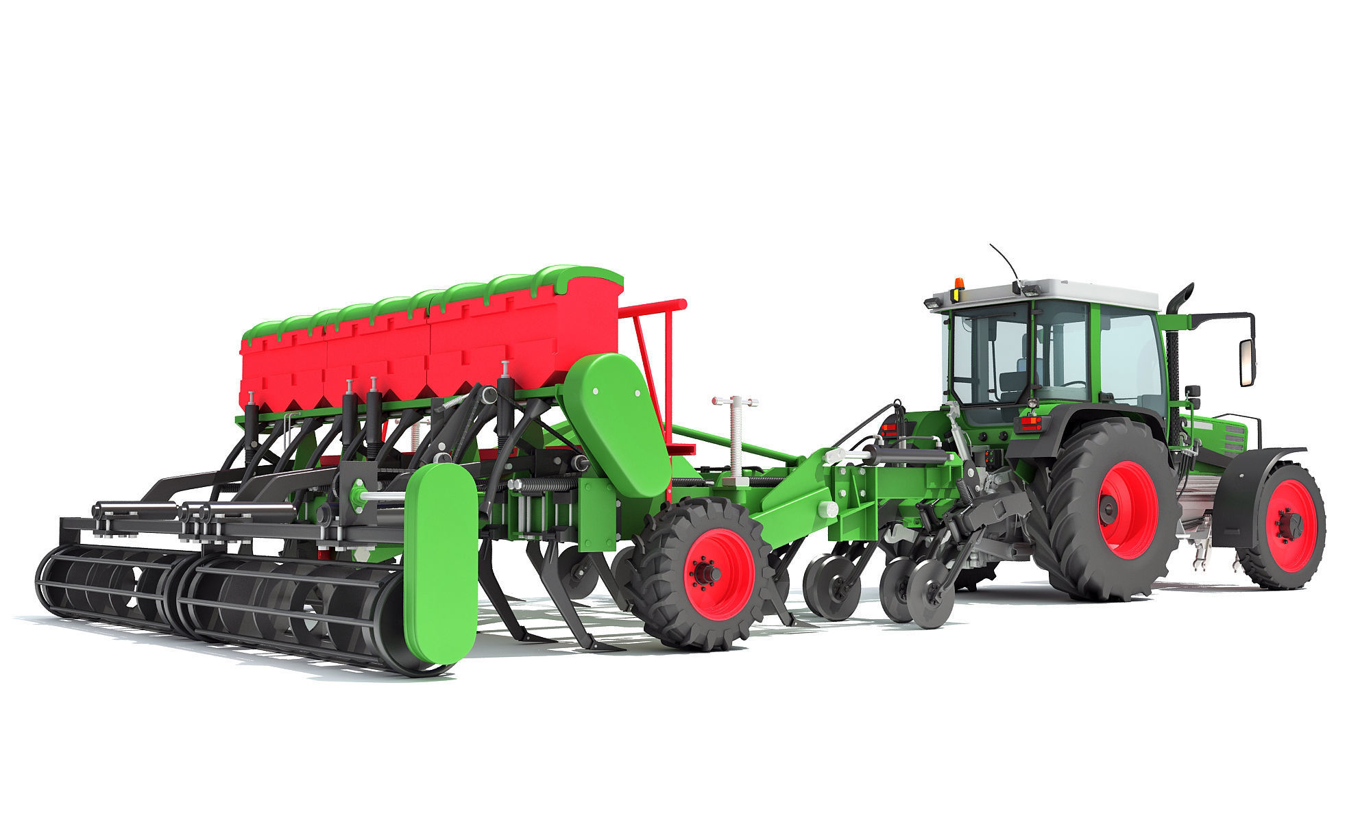 Tractor with Seed Drill 3D model_5